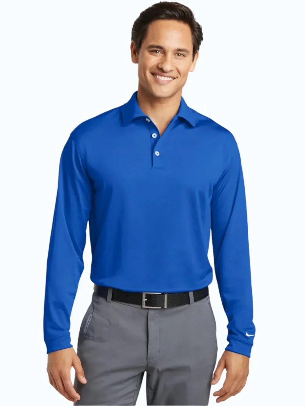 NWT Nike Stretch Tech Long Sleeve Polo Shirt Men's XXL Sapphire Blue Dri-Fit